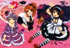 The Melancholy of Haruhi Suzumiya : Asahina Mikuru Nagato Yuki Suzumiya Haruhi 183765
brown hair choker dress flower gothic group band happy hat headdress *** ta fashion long ponytail purple red ribbon short shy skirt stuffed animal teddy tie white yellow eyes   anime picture