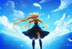 Air : Kamio Misuzu 183833
blonde hair boots dress feather long ponytail ribbon seifuku sky   anime picture